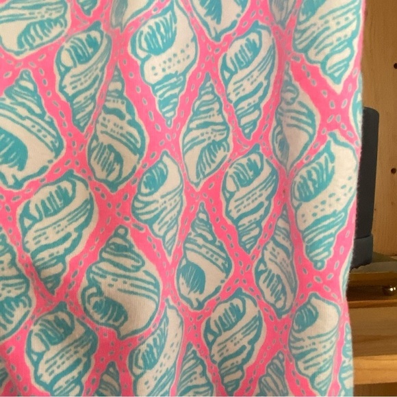 Lilly Pulitzer Pink Blue Seashell Print One Shoulder Ruffle Shorts Terry Romper - Picture 8 of 13